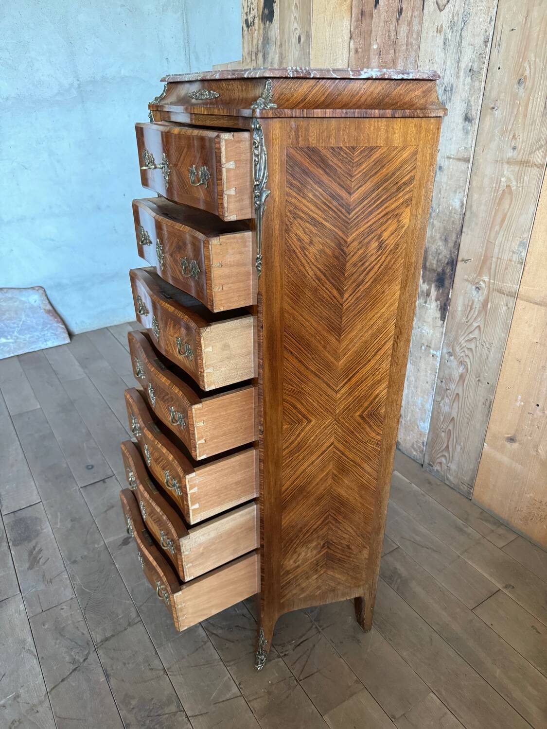 Louis XV style marquetry chest of drawers