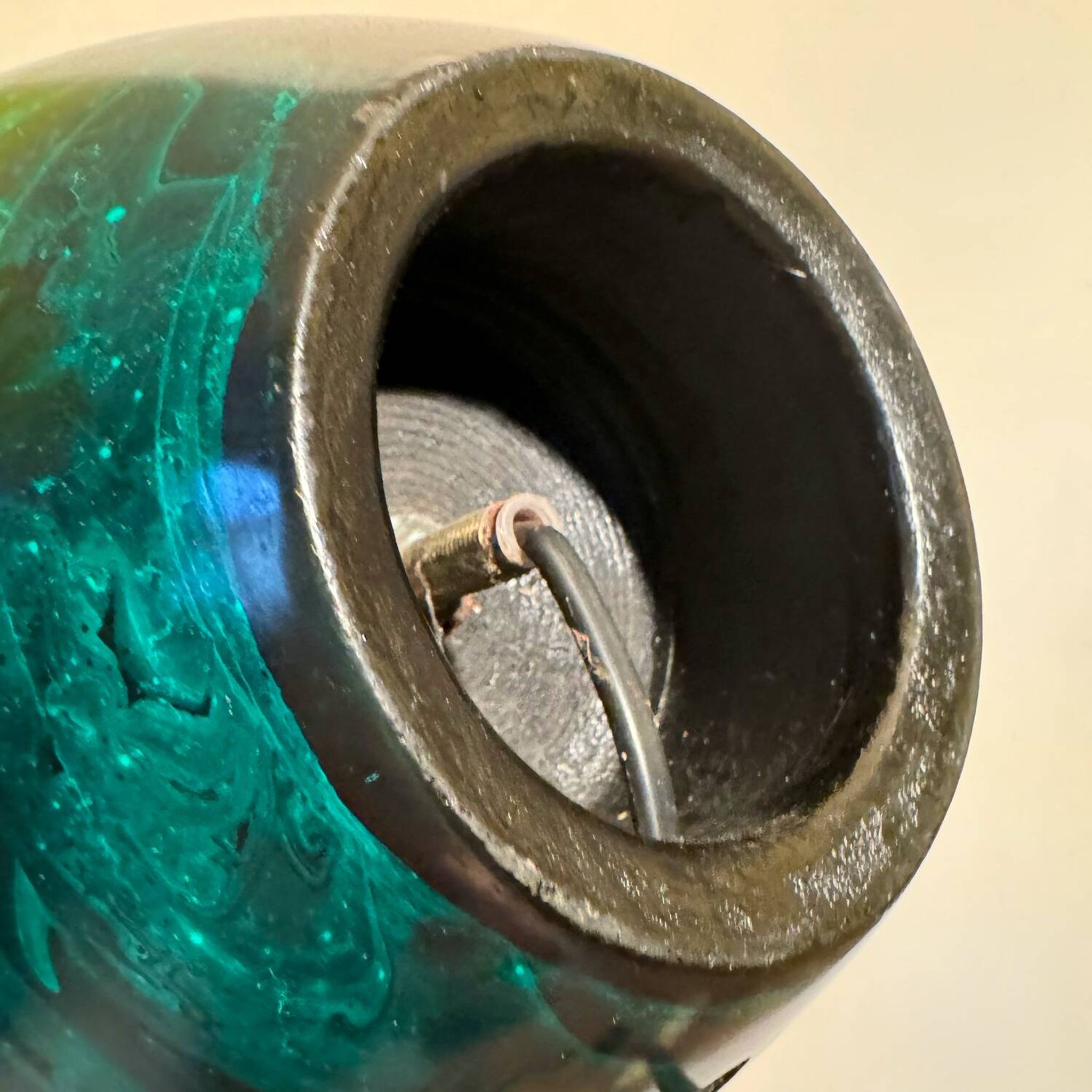 80s faux malachite ceramic lamp