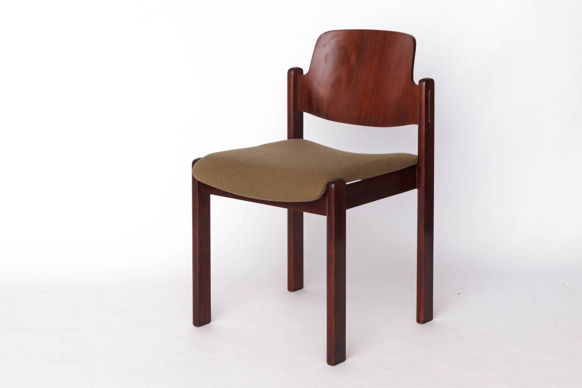 1 of 9 Vintage Lübke Stacking Chair, 1970s German Design, Dark Beech Wood