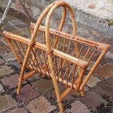 Vintage 1950s rattan magazine holder