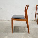 Series of 4 vintage Scandinavian chairs in teak and skaï