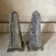 pair of obelisk bookends in grey/brown marble Art Deco style