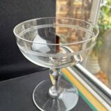 6 champagne glasses in light blown, cut and guilloché crystal