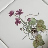 Old wooden plateau with floral tiles