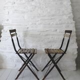 Pair of 20th Century Folding Slatted Garden Chairs