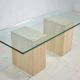 Italian travertine and glass coffe table 1970s Vintage