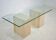 Italian travertine and glass coffe table 1970s Vintage