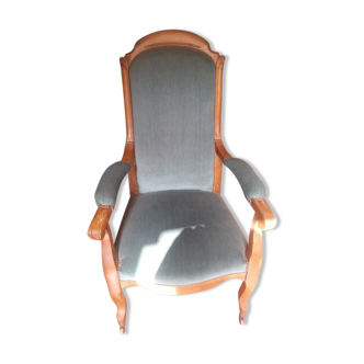 Fauteuil voltaire velours bleu