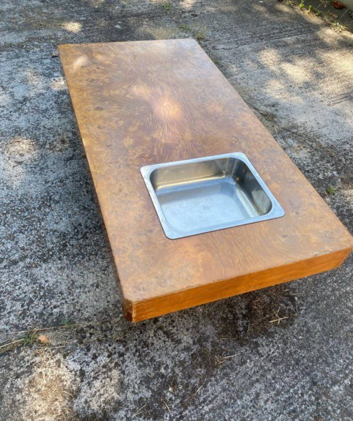 Table basse loupe d'orme de willy rizzo 1970