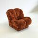 Vintage Italian Space Age armchairs in orange velvet