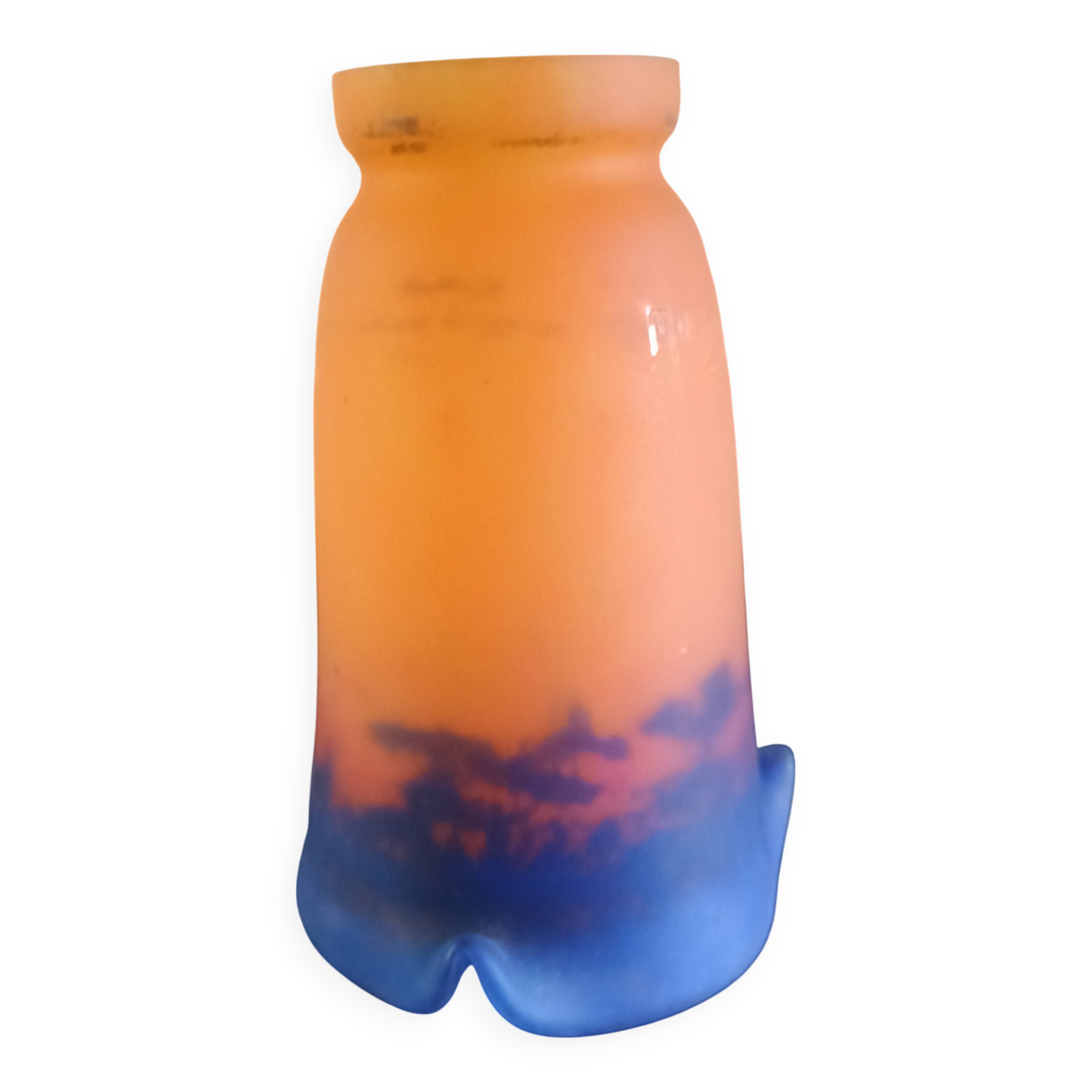 Muller Freres Luneville - Tulip Corolla Orange-Violet Marbled Glass