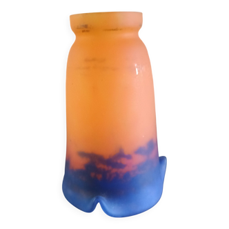 Muller Freres Luneville - Tulip Corolla Orange-Violet Marbled Glass