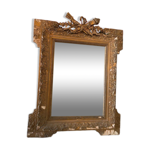 Miroir ancien doré à fronton,