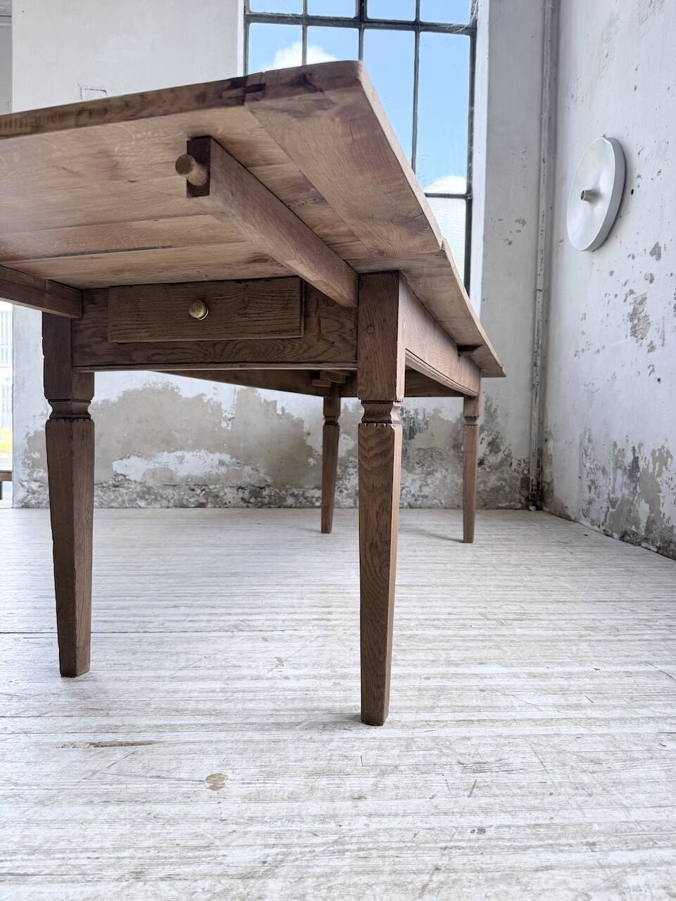 Solid oak farmhouse table with extensions (190-280cm) 1950