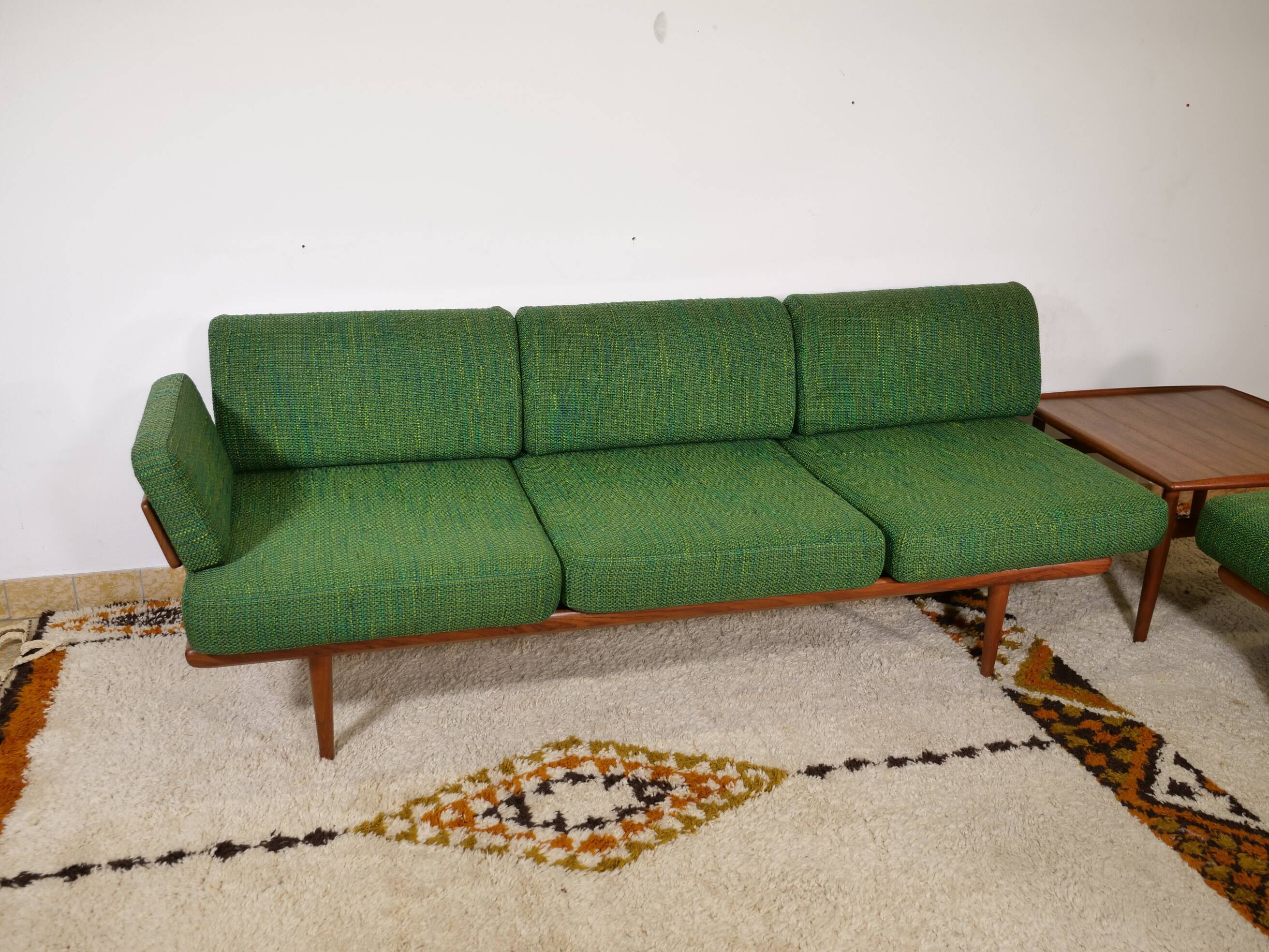 Sofa Set in Teak by Peter Hvidt & Orla Mølgaard Nielsen, Set of 3, 1960s