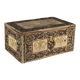 Antique wooden box with fabric and beads, Europe 19th Century