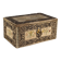 Antique wooden box with fabric and beads, Europe 19th Century