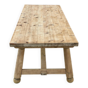 Table de ferme Georges Robert en bois massif brut, 1960, restaurée