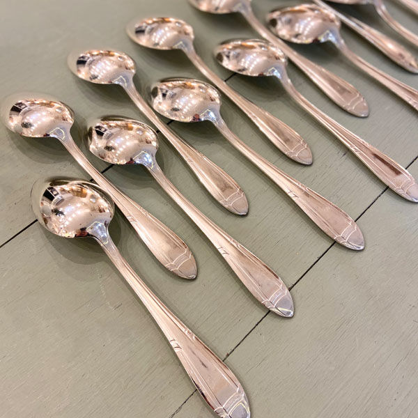 Series of 12 Art Deco table spoons in silver metal