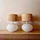Opaline glass lamp with a rattan shade Anne Nilsson IKEA