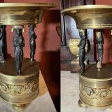 Italian Empire Bronze and Brass Tazzas with Sphinxes, 1800s, Set of 2