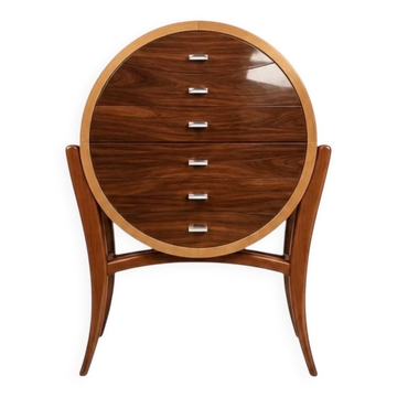Une commode haut Art Déco en bois de hêtre et palissandre 6 tiroirs