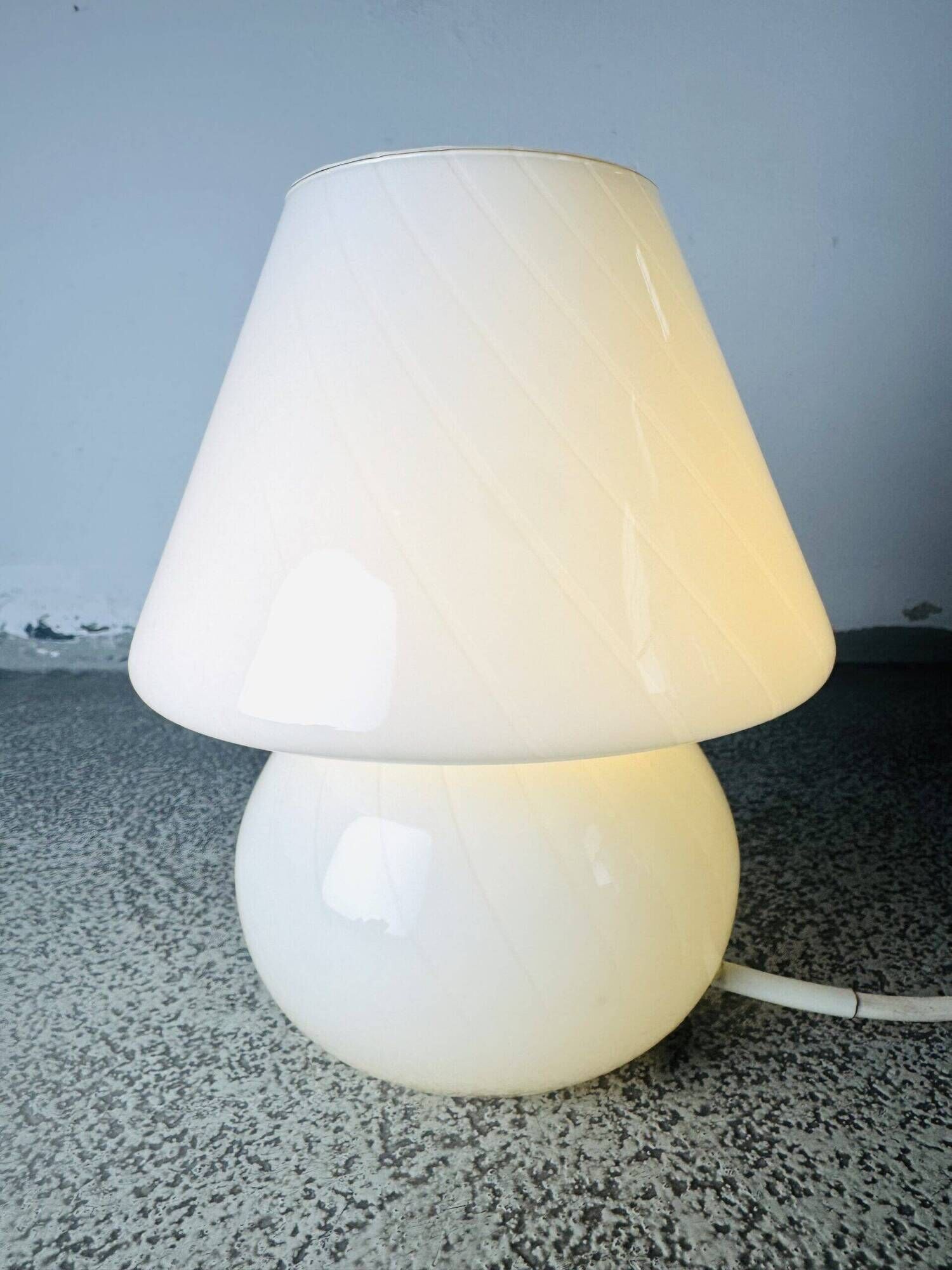 Opaline Glass Swirl Mushroom Table Lamp By Hala Zeist, The Netherlands 1960S