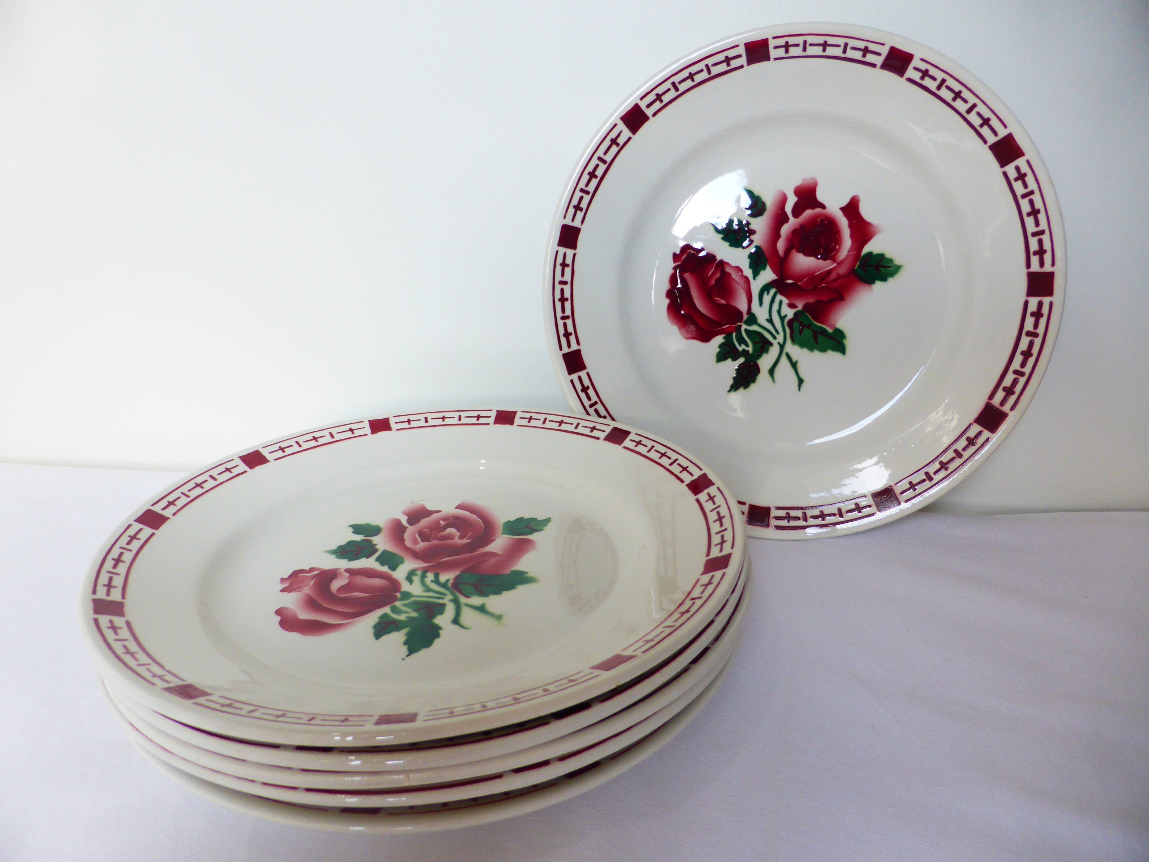 6 flat plates of Digoin Sarreguemines model Saverne