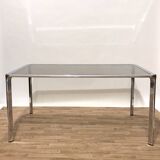 Table à manger années 70 itaienne verre fumé