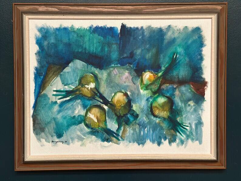 Original Swedish Oil on Canvas – "Abstract Composition" by Bergengren – Signed – Dated 1970 – Framed – 69 × 54 cm (27.2" × 21.3")