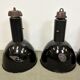 Set of 4 Industrial Bauhaus Black Enamel Pendant Lamps, 1960s