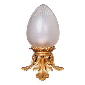 Plafonnier en bronze doré et globe en cristal, début XXe siècle