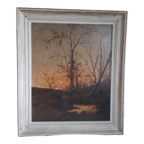 Winter landscape painting