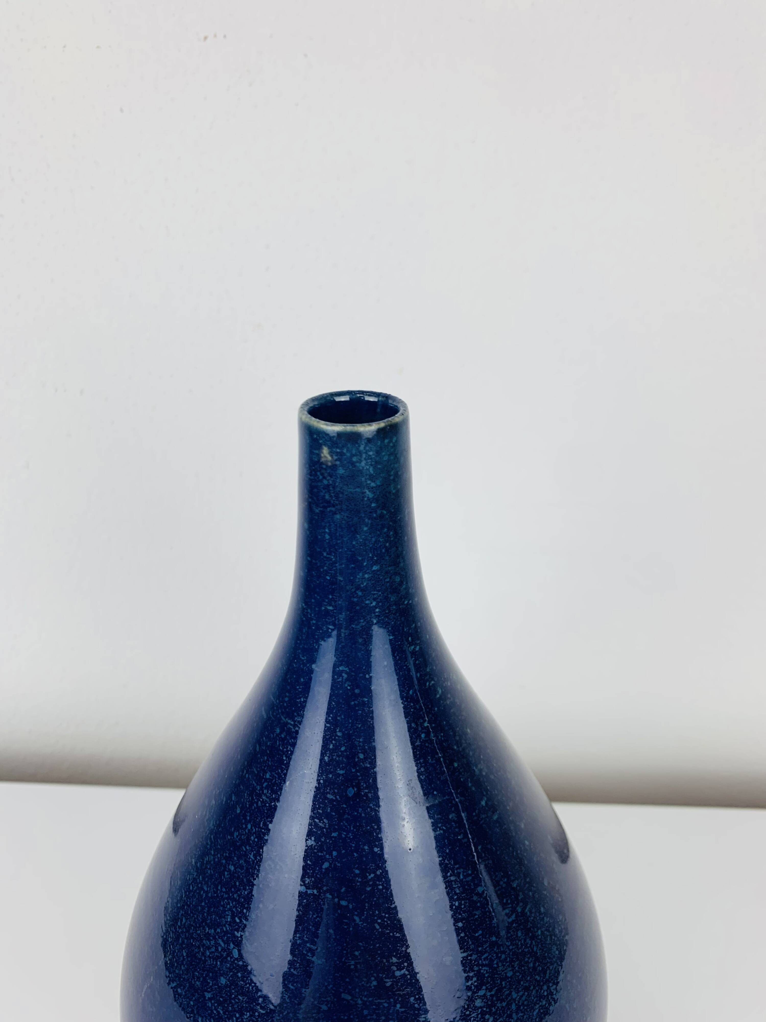 Vintage blue ceramic vase