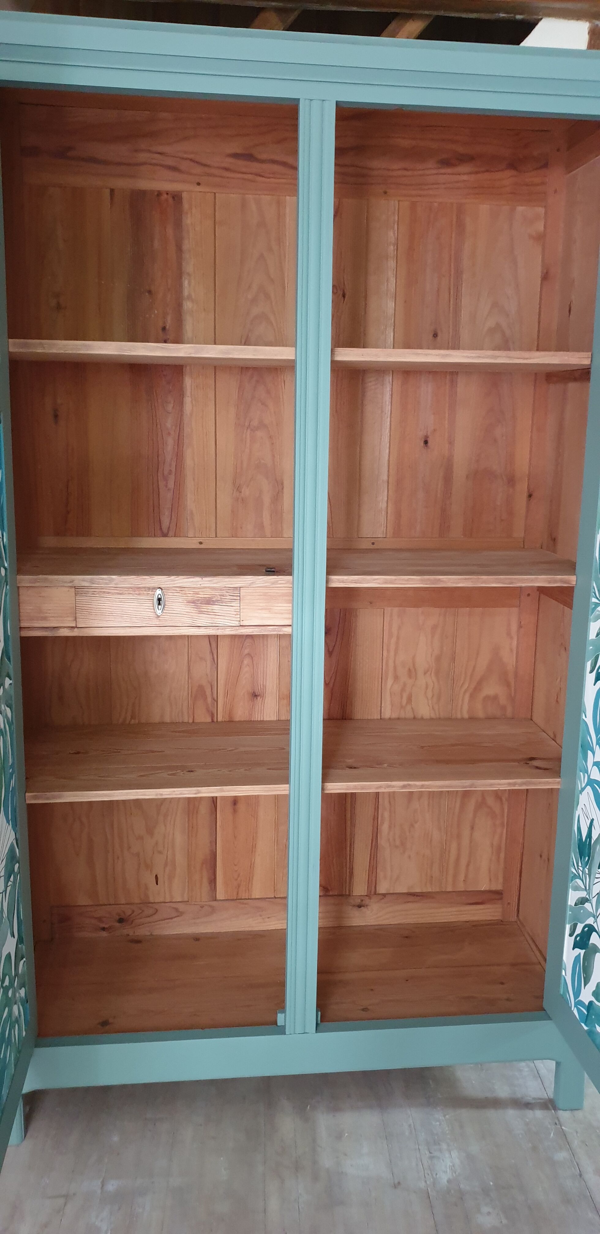 Green Parisian wardrobe of solid wood grey