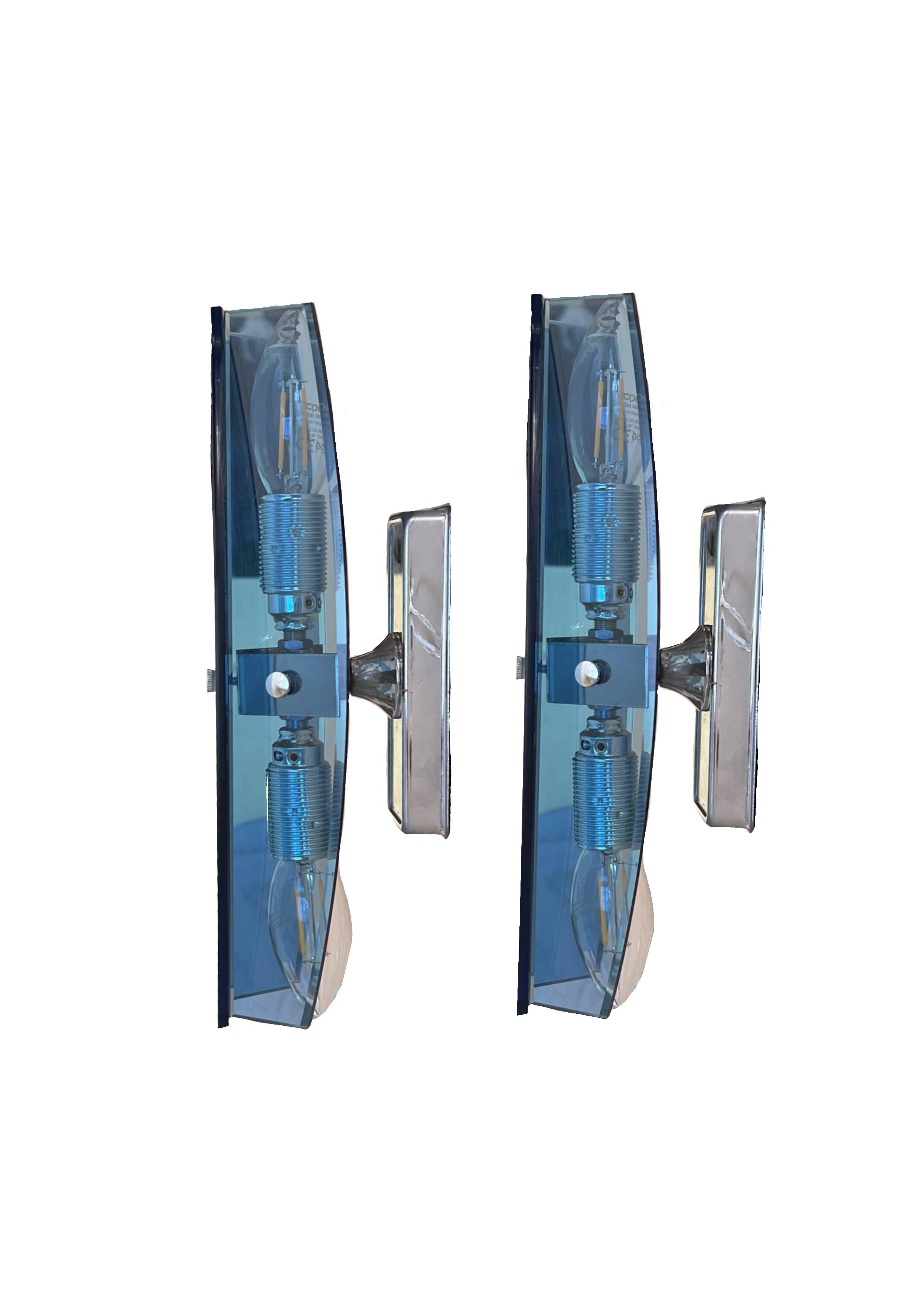 Pair of wall lights attributed to Veca for Fontana Arte, 70s