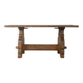 Striking brutalist solid wood table, circa 1970