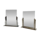 Duo of Art Deco photo frames in silver metal with beveled glass