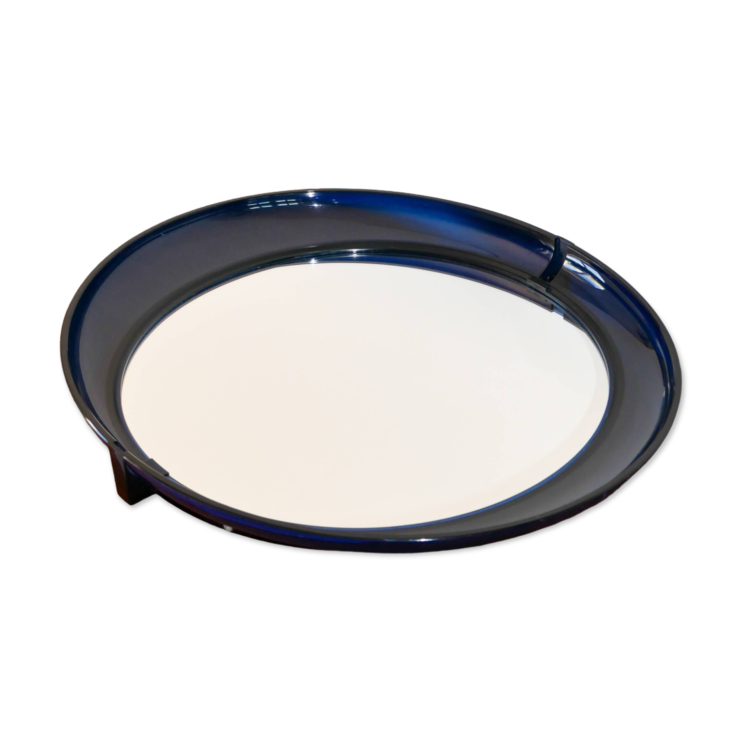 Miroir oval en plexi bleu marine, 1970