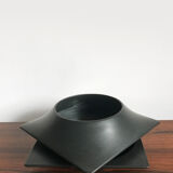 Franco Pozzi Italian black ceramic centerpiece vase 1960s