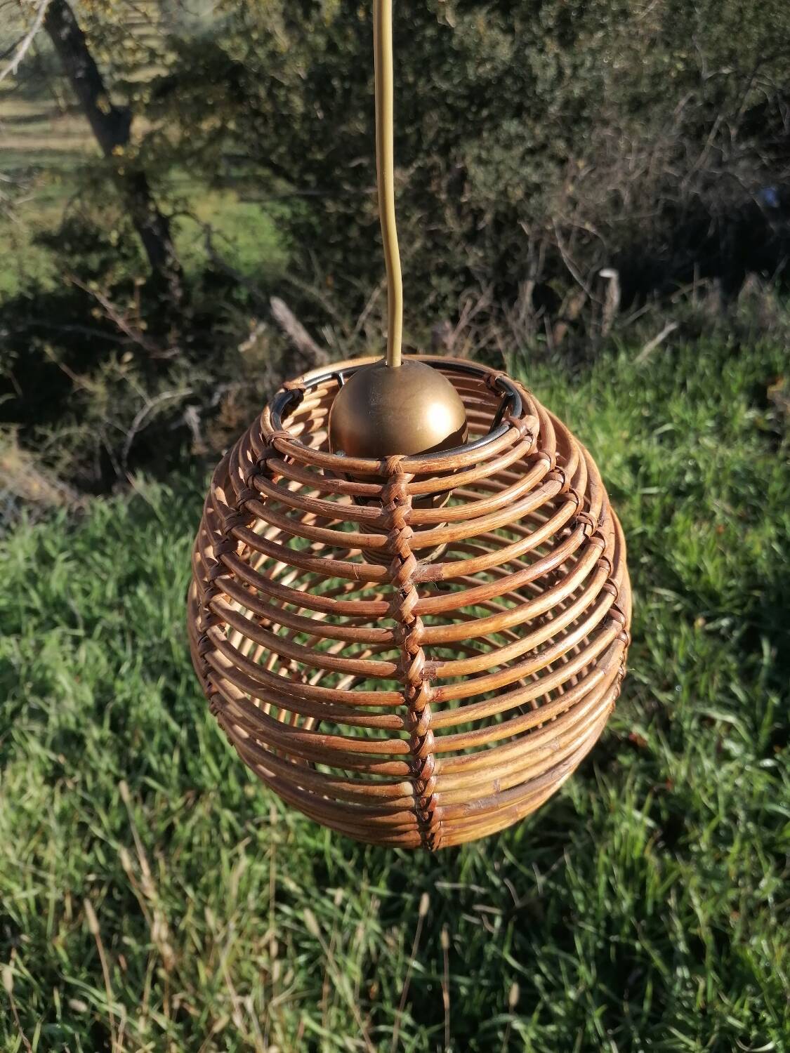 Ball rattan pendant light