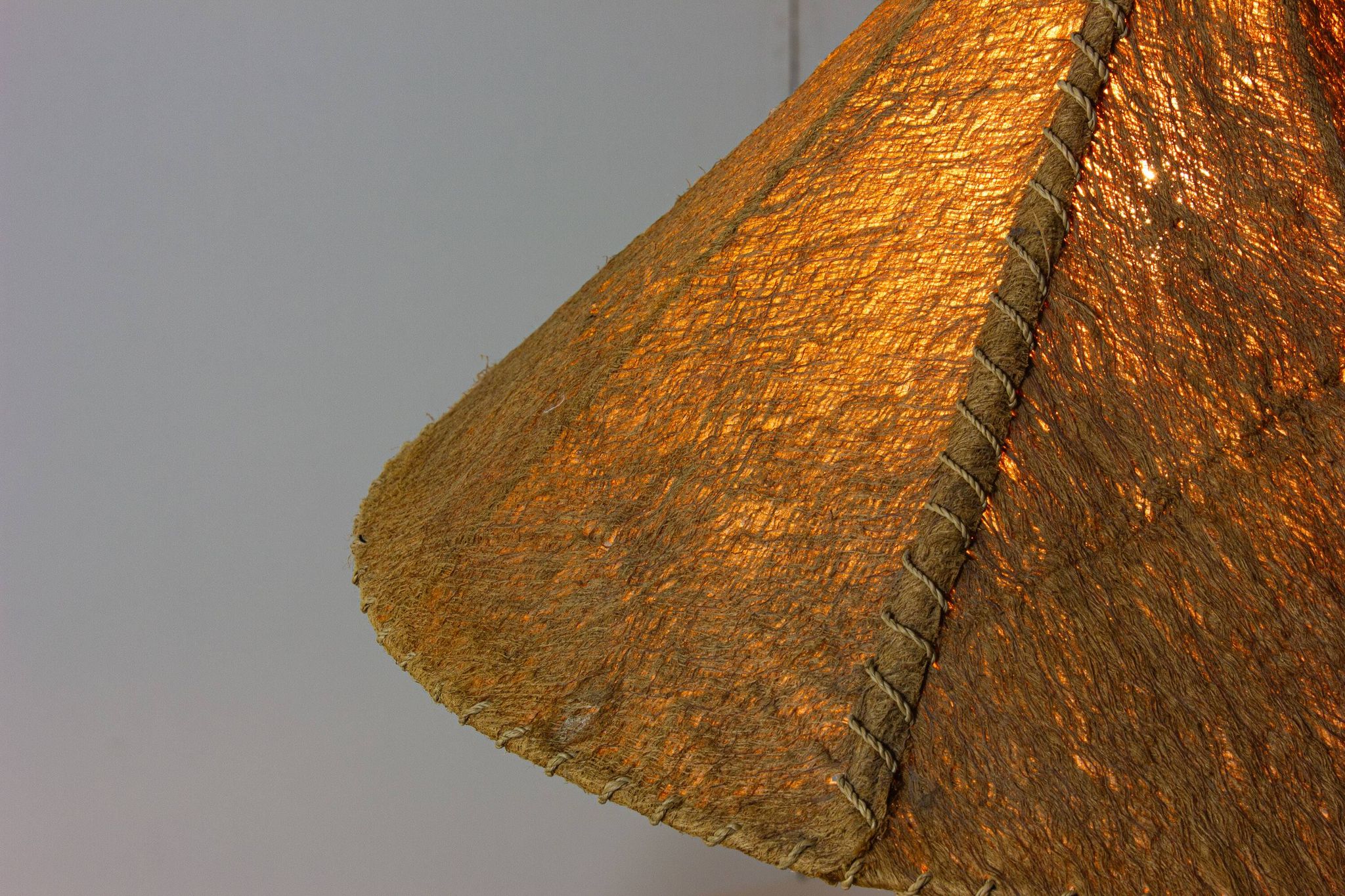 Italian wood arc floor lamp in rattan, 1970s