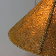Italian wood arc floor lamp in rattan, 1970s