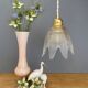 Vintage tulip flower pendant light in ribbed glass