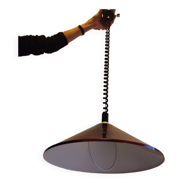 Suspension vintage italien à hauteur variable laqué façon écaille tortue