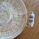 Old rattan raffia porcelain tray appetizer server ramekins vintage crystal dish