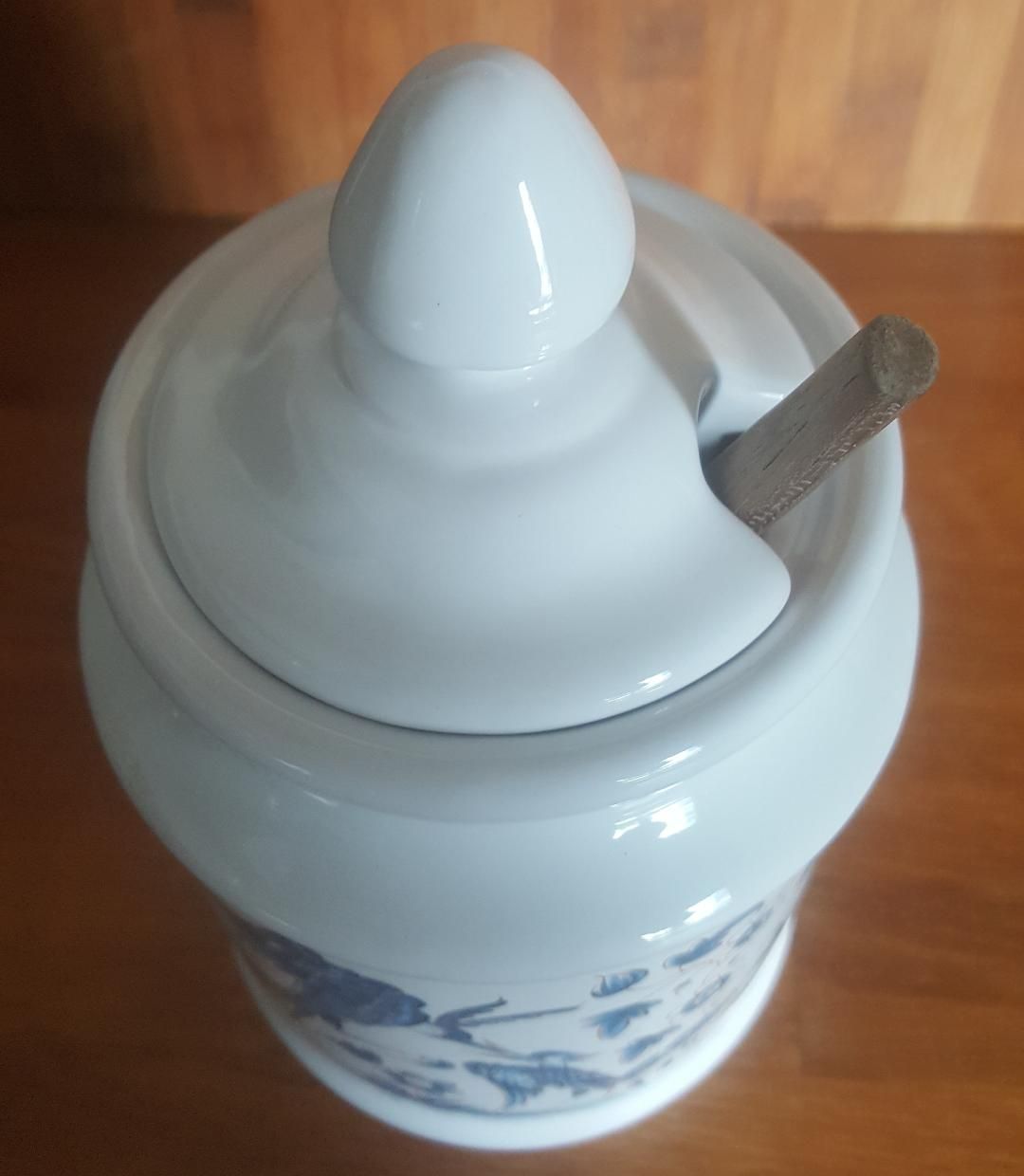 Olive pot decoration Blue moustiers in faience of Desvres GF Fourmaintraux