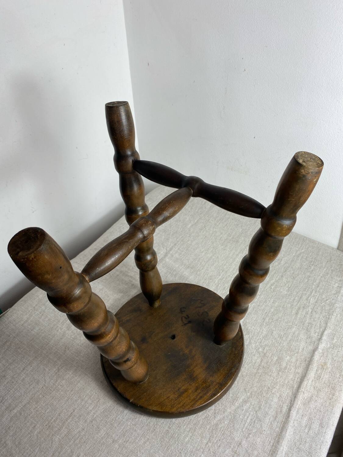 Turned wooden stool