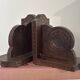 Brutalist carved wooden bookends