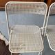 Set folding table and its 4 folding chairs perforated metal cream color - 70s